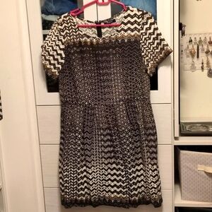 Madewell brown And Tan patterned short sleeve dress size 12